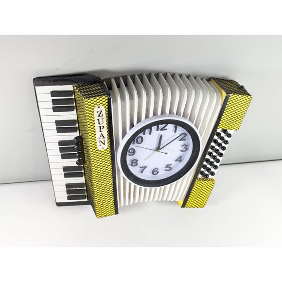 Vintage wooden Accordion Clock, Zupan custom Black and Yellow hand made wall - Picture 2 of 10
